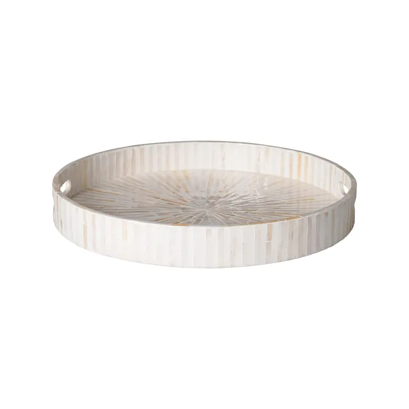 Samal Capiz Shell Round Tray – Light-Diffusing Serving Piece 1