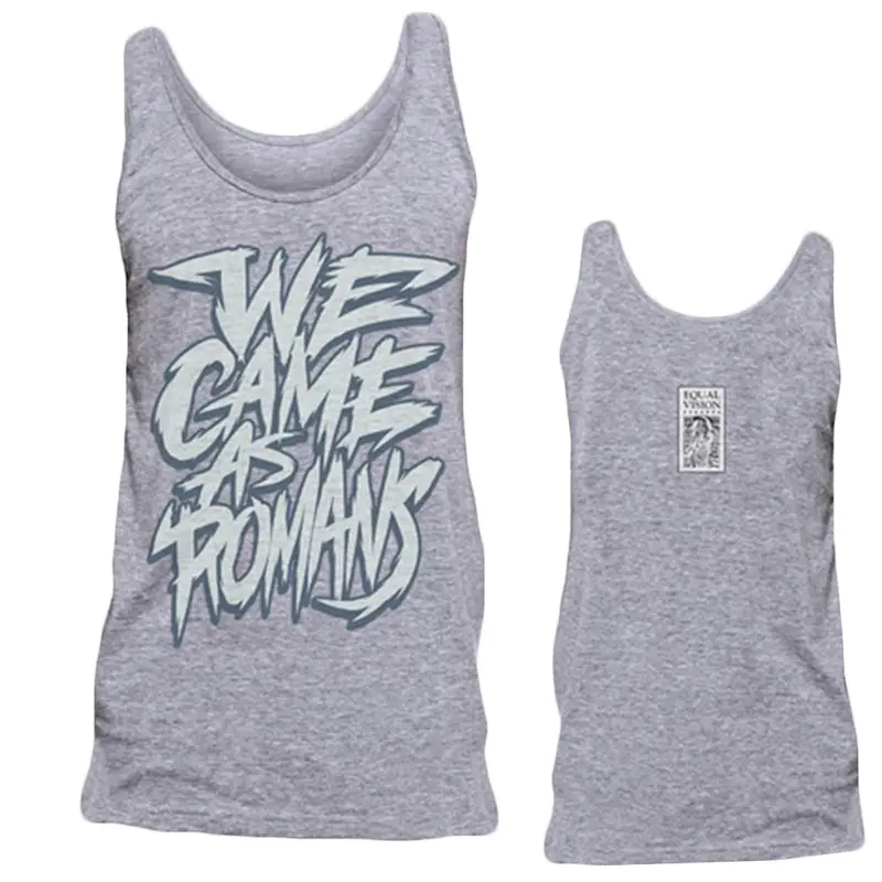 Scratchy Text Heather Gray Sleeveless Tank Top 1
