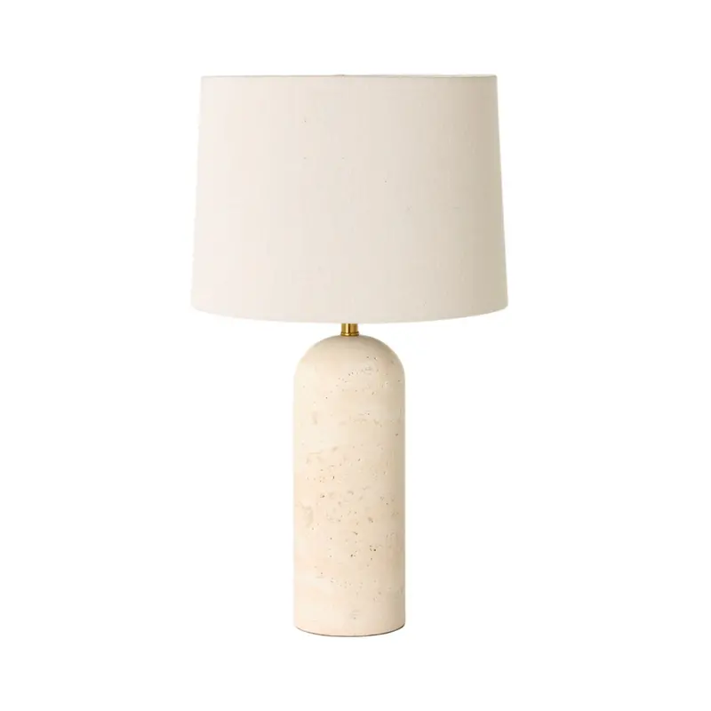 Siena Round Travertine Table Lamp – 61Cm Sculptural Stone Desk Lamp 1