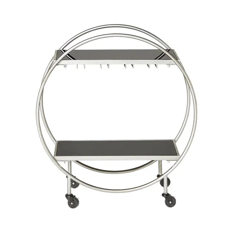 Silver Dominique Bar Trolley – 77X71X36Cm Modern Drinks Cart 1