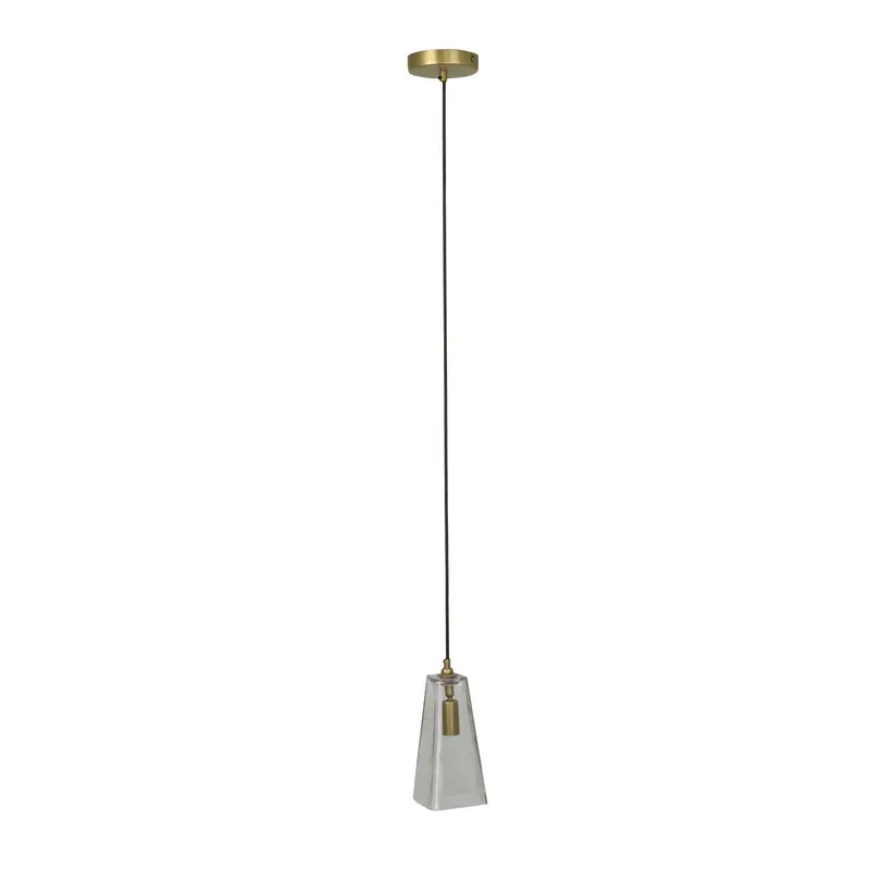 Solene Matte Brass Glass Pendant – Compact 10X10X24Cm Modern Light 1