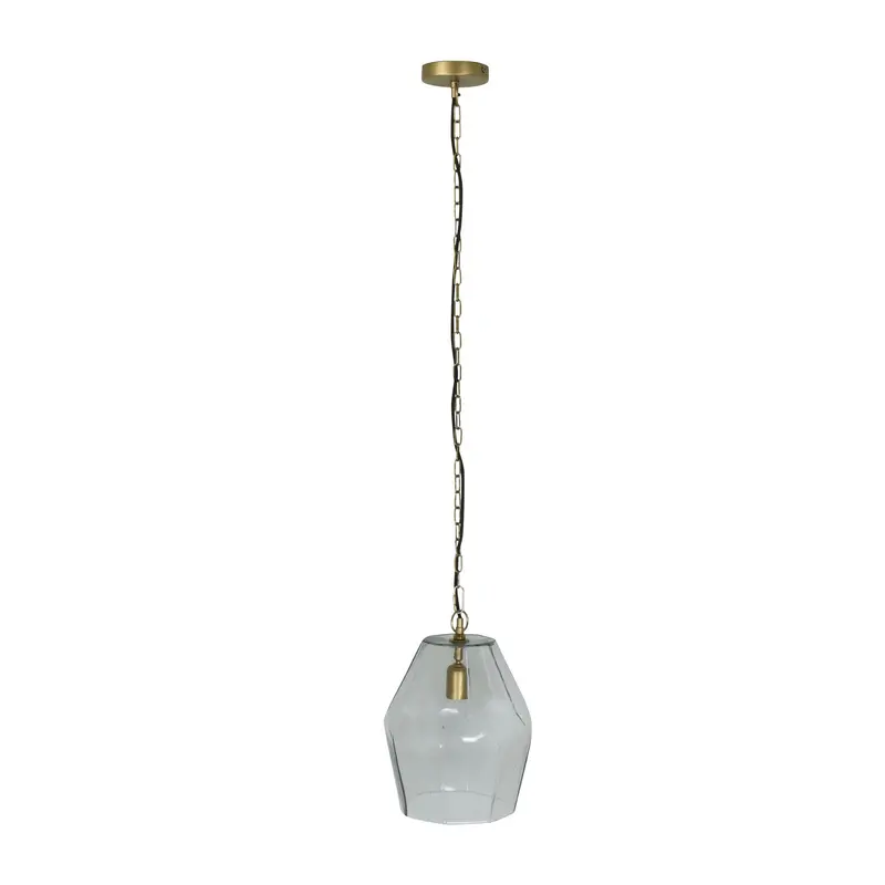 Solene Matte Brass Glass Pendant – Oversized 26X26X36Cm Statement Fixture 1