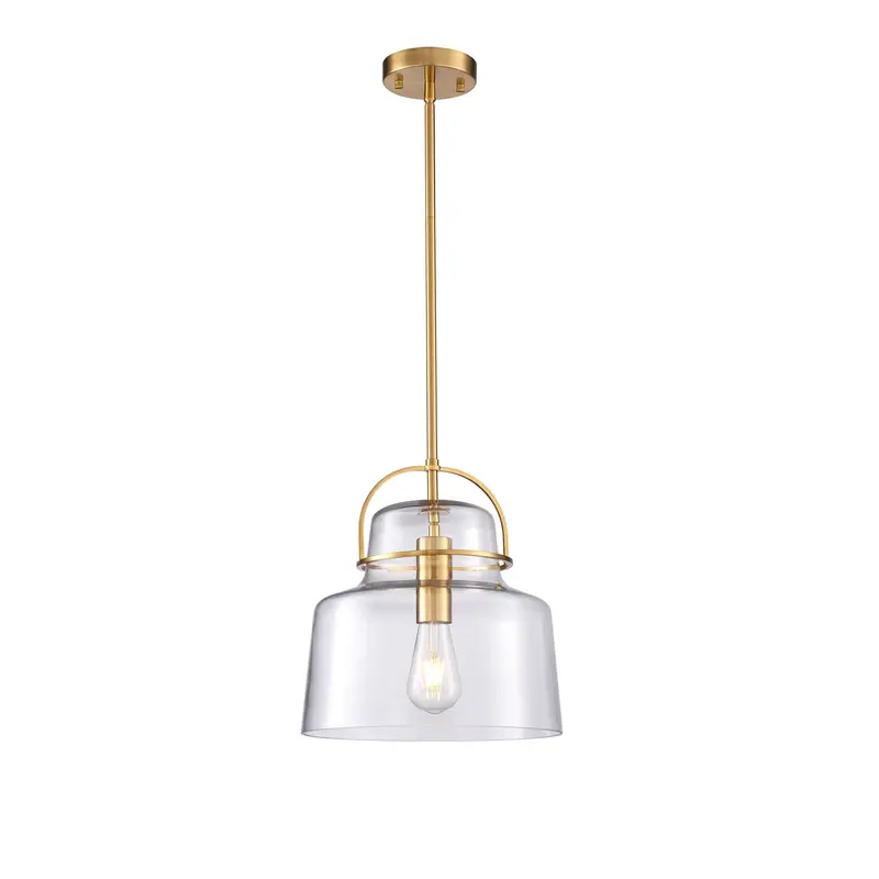 Teresa Satin Brass Glass Pendant – 30X51Cm Elegant Finish 1