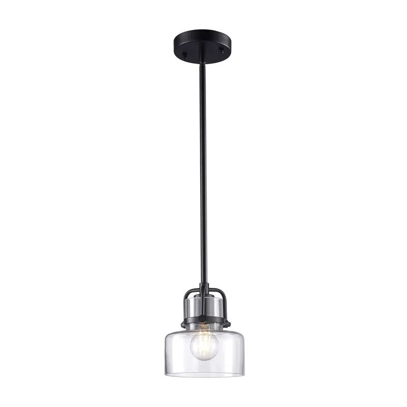 Tiffany-Style Mini Glass Pendant – Matte Black, 15X24Cm Accent Light 1