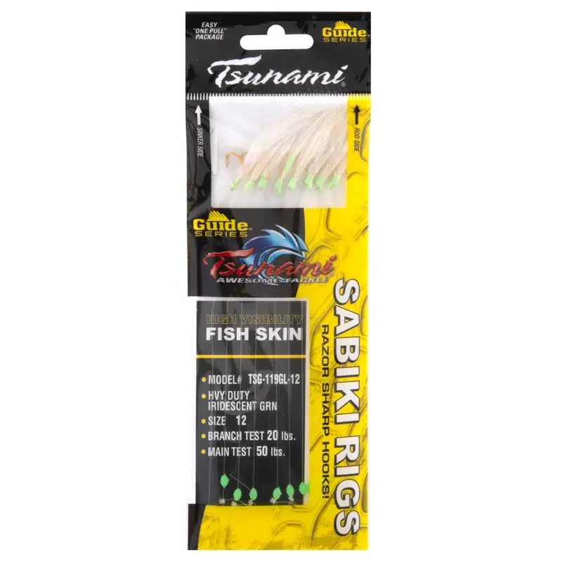Tsunami Heavy-Duty Iridescent Green Sabiki Rig – Multi-Hook Bait Rig 1