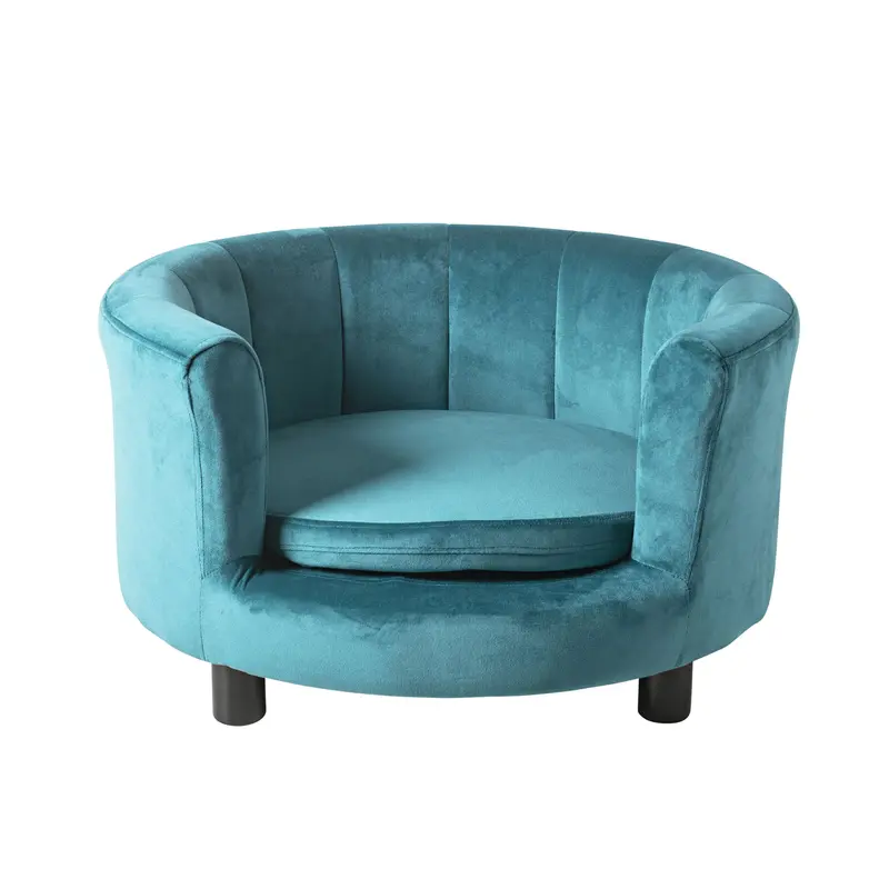 Vivienne Green-Teal Velvet Pet Bed – 65X65X36 Cm Round Orthopedic Dog Or Cat Cushion 1