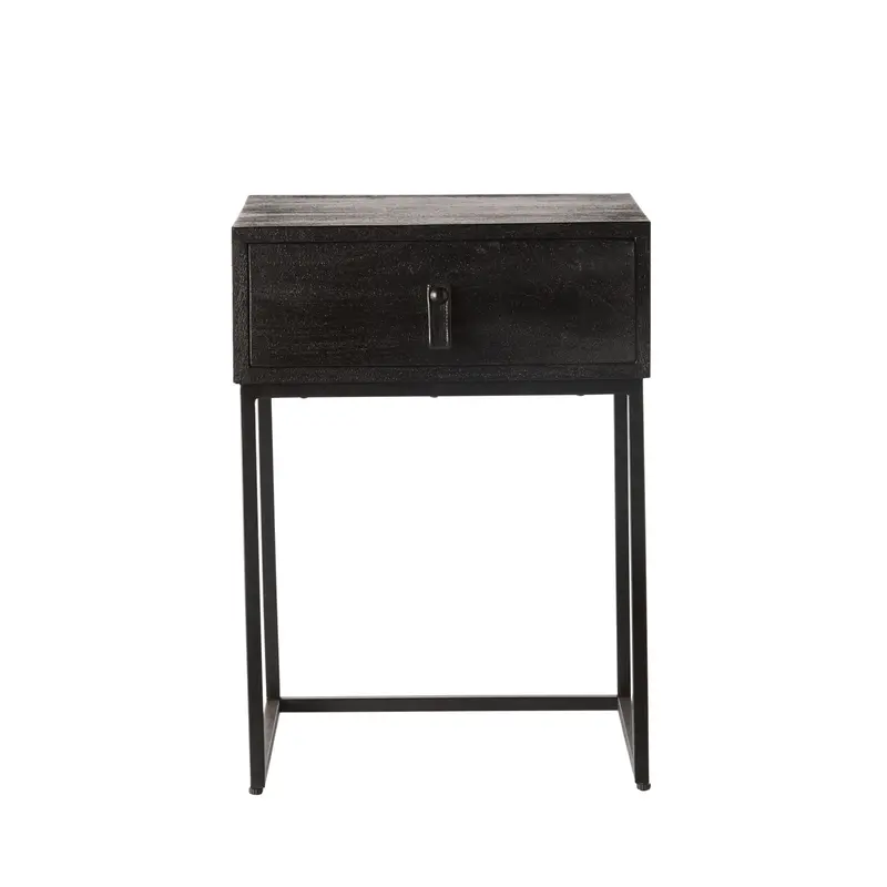 Willa Black Finish 1-Drawer Bedside Table – Sleek Modern Nightstand 1