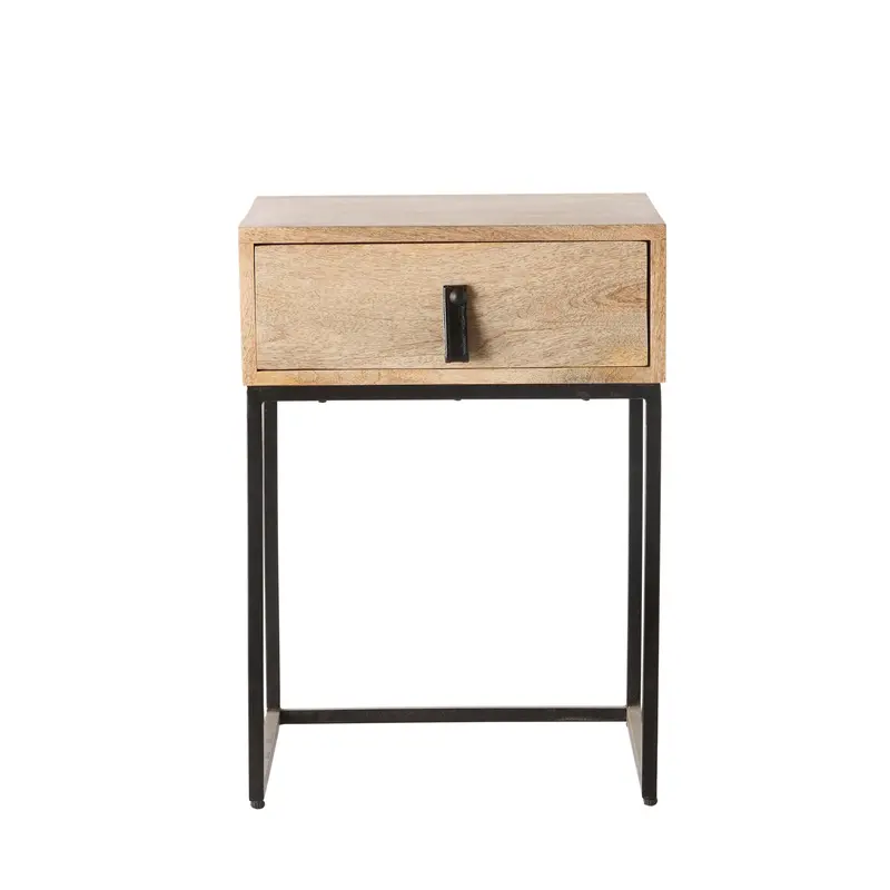 Willa Natural Wood 1-Drawer Bedside Table – Scandinavian-Inspired Nightstand 1