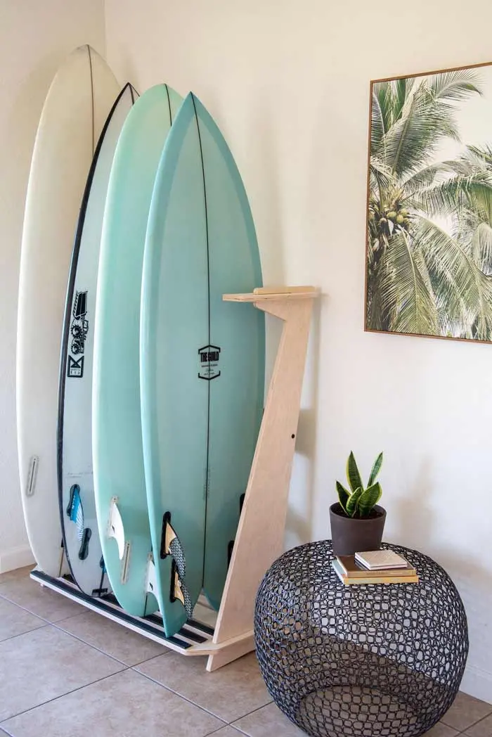 Wooden Freestanding Rack – Holds 4 Surfboards Stylishly 1